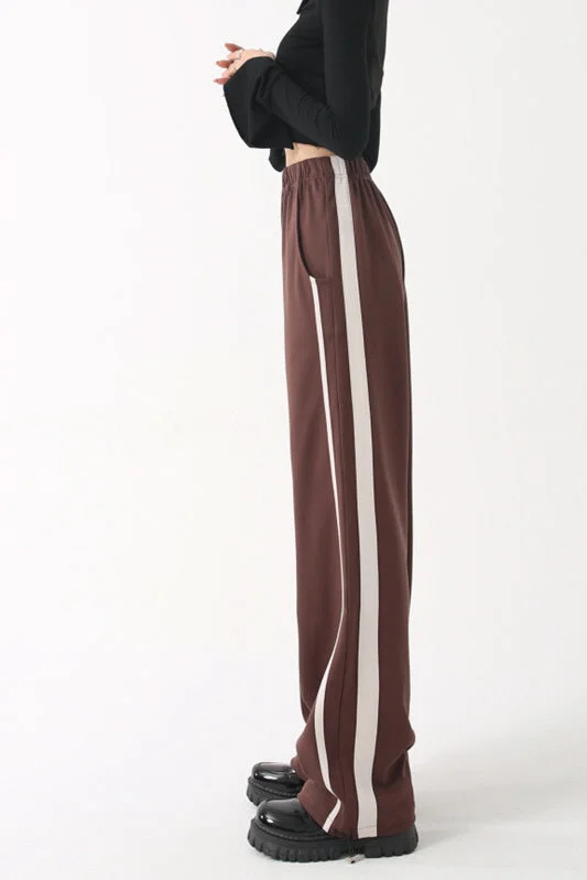 Quick-dry travel pants for adventurous globetrotters -Striped Sweatpants & Wide-Leg Straight Casual Pants