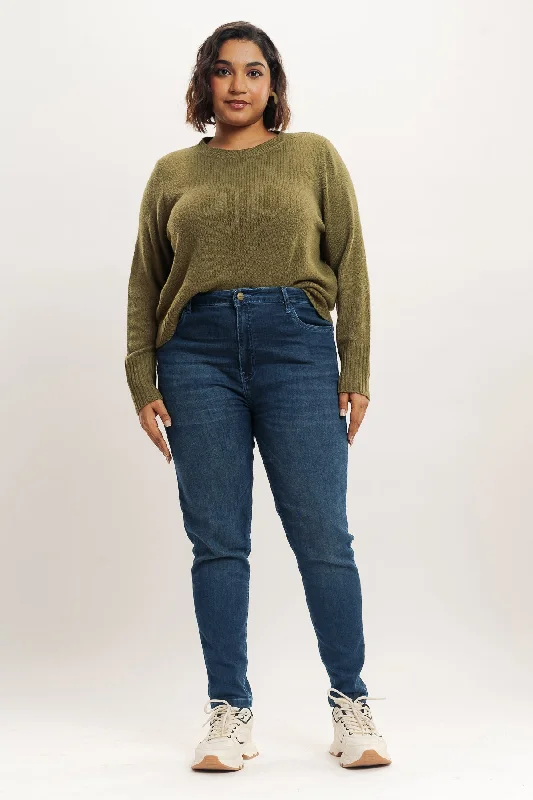 Casual Friday Jeans for Relaxed -Curve Dark Blue High Waist Skinny Jeans