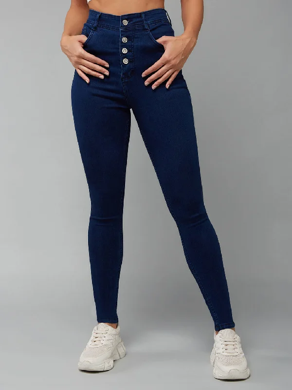 Relaxed Jeans for Comfortable -CHASEstretch™ Women's Navy Blue Skinny Fit High Rise Denim Jeans