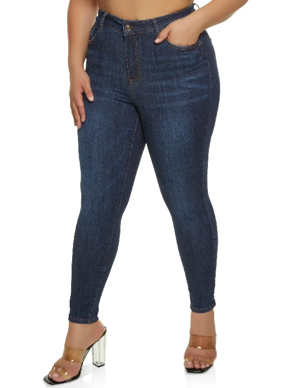 Dance Jeans for Movement -Plus Size WAX Basic Whiskered Skinny Jeans