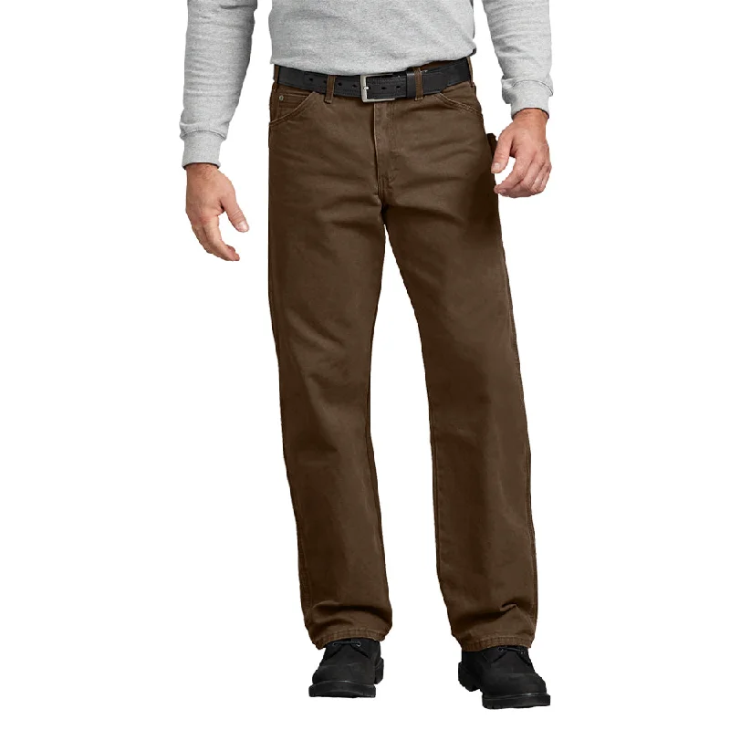 Rugged work pants for construction job durability -Dickies Men's Relaxed Fit Straight Leg Carpenter Duck Jean_Rinsed Timber