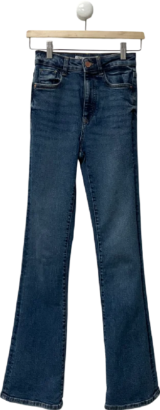 Durable straight jeans for rugged outdoor activities -ZARA Blue Z1975 Flared High-waist Jeans W34