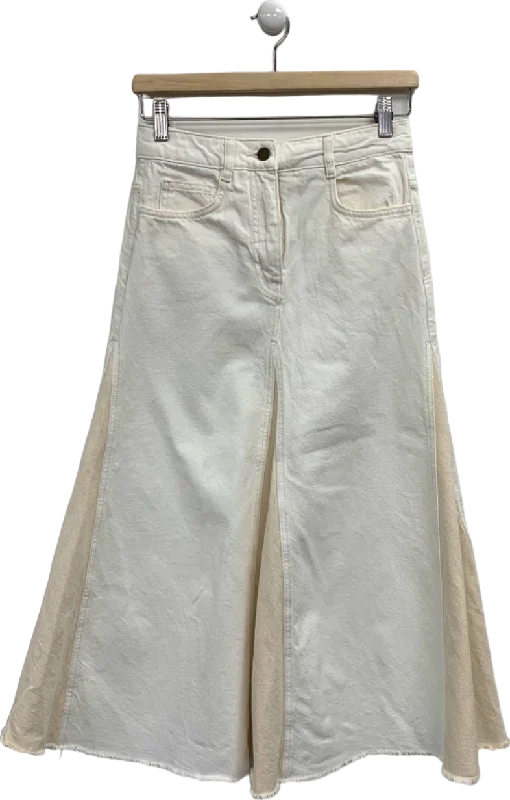 Mid-wash straight jeans for neutral wardrobe options -ME + EM White Contrast Cotton Wide-Leg Jeans UK 6