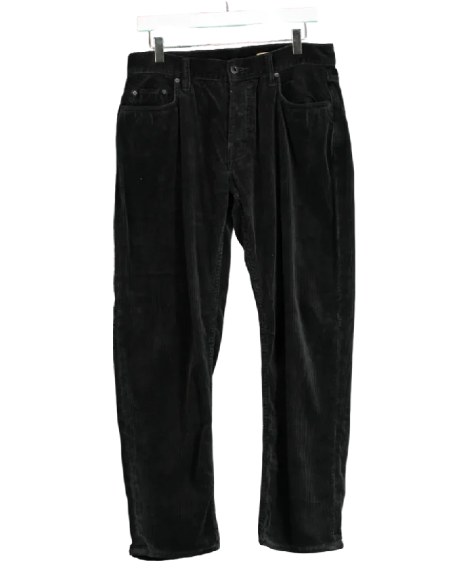 Durable faded straight jeans for rugged charm -All Saints Black Dean Corduroy Cropped Slim Jeans W30