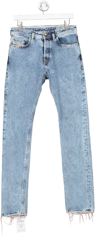 Classic dark straight jeans for timeless appeal -Diesel Blue Distressed Hem Button Fly  Slim Tailored Buster Jean W28