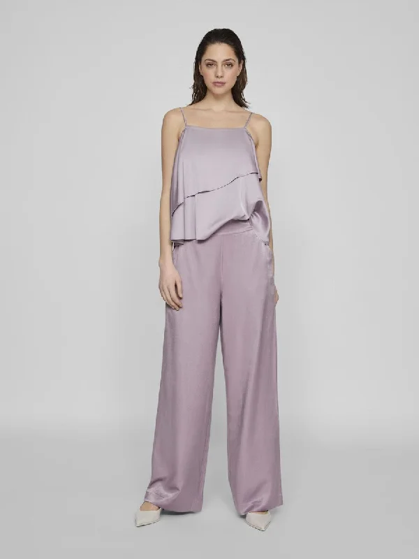 Weather-resistant pants for unpredictable climate needs -Angilique High Waisted Trousers (Mauve)