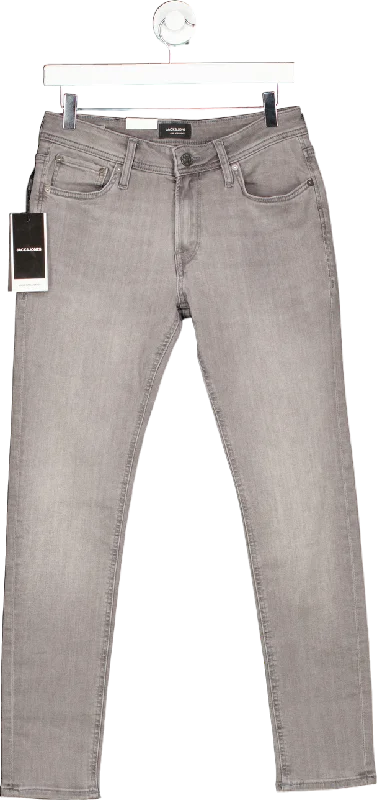 Breathable straight jeans for hot summer days -Jack & Jones Grey Skinny Liam Jeans W30