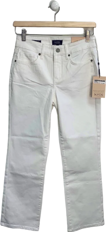 Organic straight jeans for green lifestyle choices -NYDJ Optic White Marilyn Straight Ankle Jeans UK 6