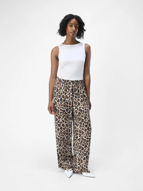 Rugged ripstop pants for extreme adventure durability -Jenny Wide Leg Trousers (Leopard)