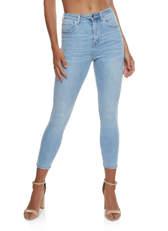 Rolled Shorts Jeans for Style -WAX Basic High Waisted Skinny Jeans