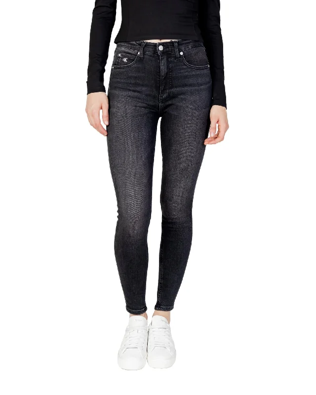 Frayed Hem Jeans for Edgy -Calvin Klein Jeans Women's High Rise Skinny Jeans Black