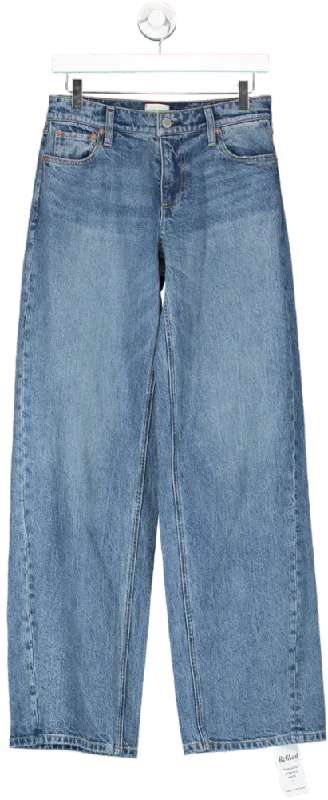 Stonewash straight jeans for classic denim texture -Alice + Olivia Blue Wide Leg Jeans UK 6