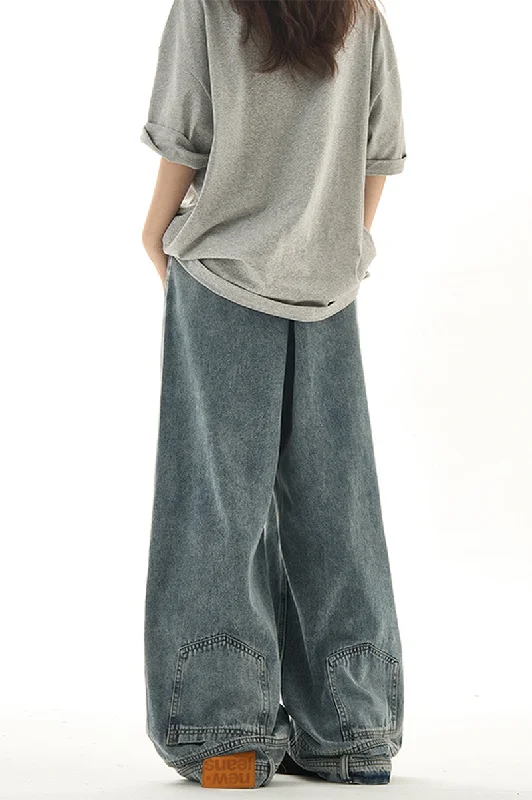 Soft stretch pants for all-day wear ease -Inverted Jeans Washed Wide-Leg Pants