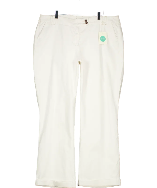 Affordable straight jeans with simple clean lines -Boden White Double Button Straight Leg Jeans UK 20