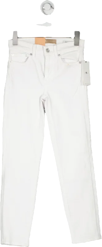 Soft stretch straight jeans for long wear -7 For All Mankind White Roxanne Ankle Luxe Vintage Jeans W23