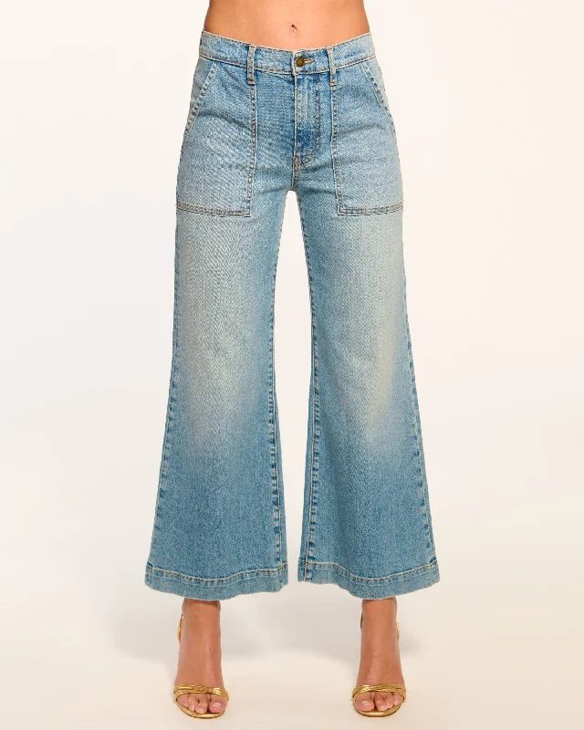 Tailored wool pants for sharp winter dressing -Cropped Clifford Wide Leg Jean