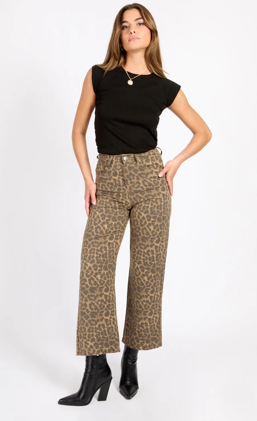 Distressed Jeans for Edgy Style -Alice Printed Jeans (Leopard)