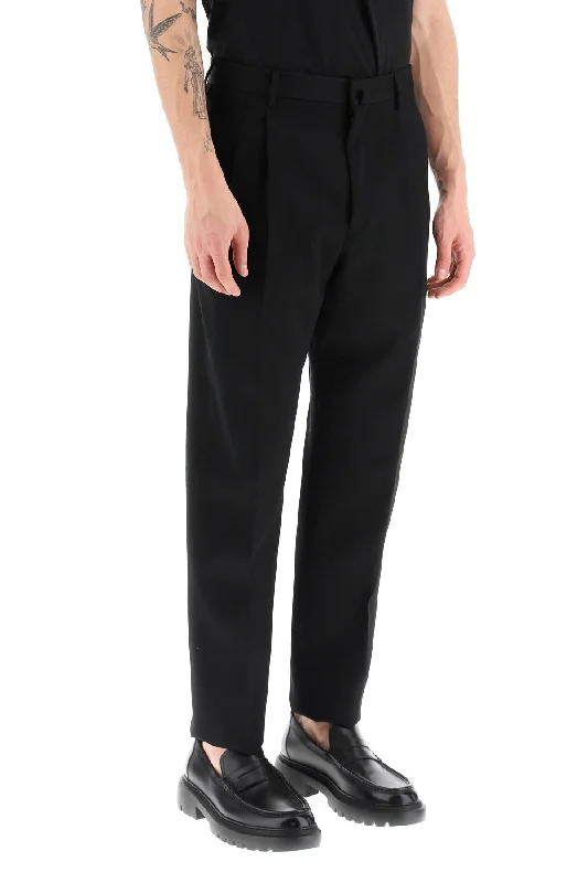 Elegant satin pants for formal dinner attire -wool cigarette trousers