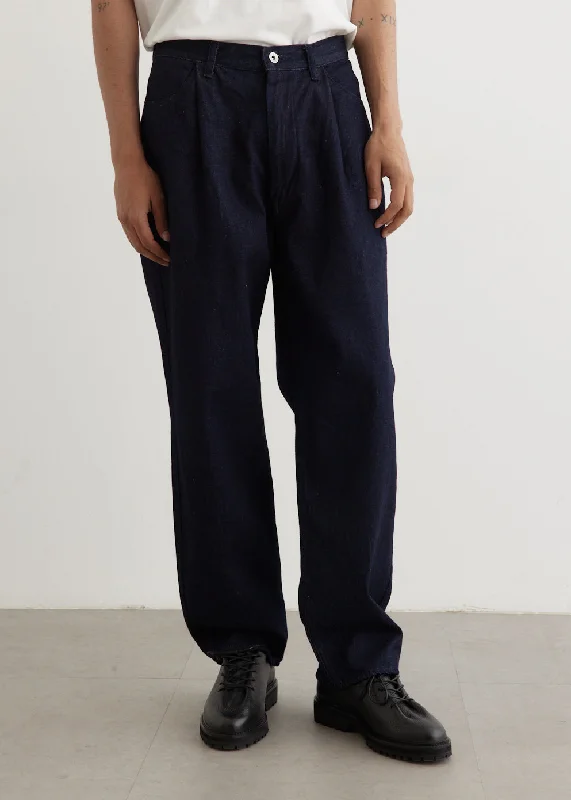 Tapered ankle pants for sleek modern silhouettes -12oz Denim Deep Tuck Pants