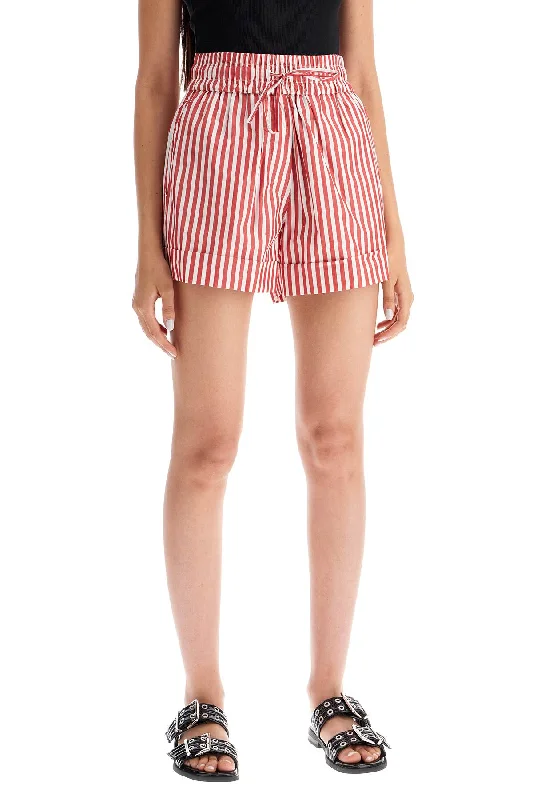 Casual shorts for women with a relaxed fit and elastic waistband for comfort-striped cotton shorts for men/w