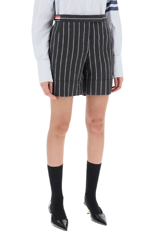 Comfortable and stylish women's shorts for casual outings and beach days-striped tailoring shorts