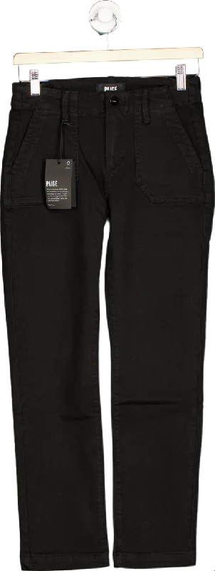 Stretch denim straight jeans for flexible movement -Paige Black mid-rise straight leg Mayslie Jeans UK W29