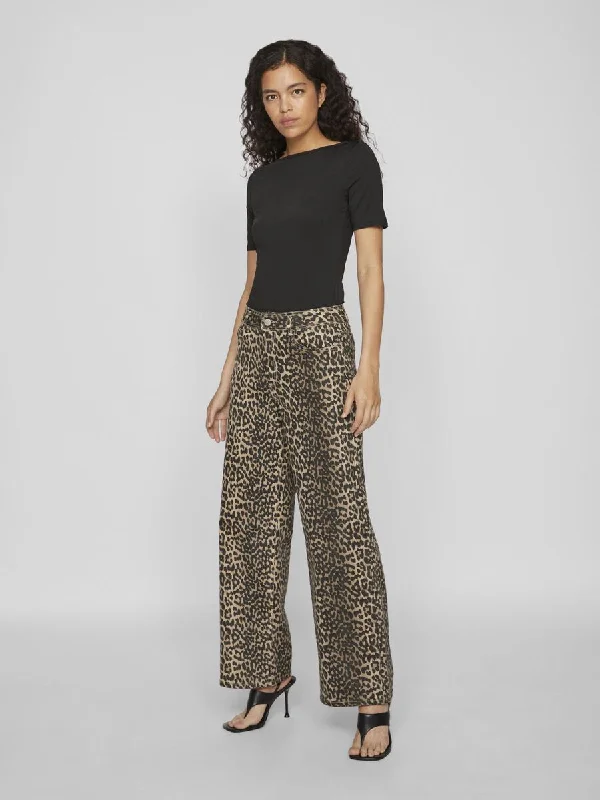 Rolled Shorts Jeans for Style -Chia Jeans (Birch/ Leopard Print)