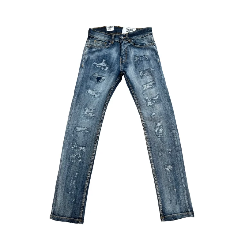 Capri Jeans for Beach Style -Evolution Ripped Slim Jean (Super Blue)