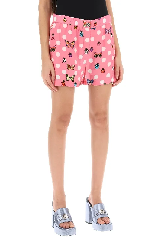 Comfortable and stylish women's shorts for casual outings and beach days-butterflies&ladybugs polka dot shorts