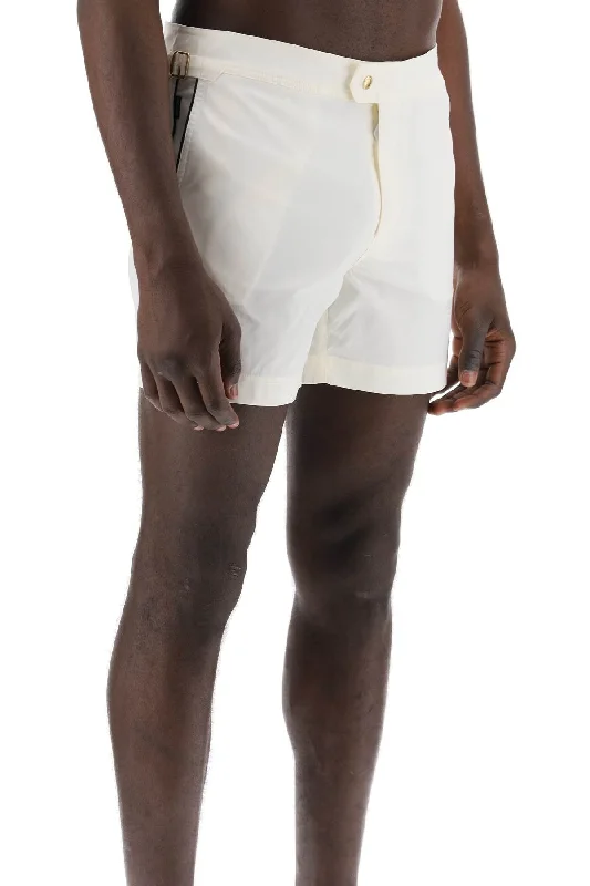 Comfortable and casual shorts for men with soft cotton fabric for daily wear-"contrast piping sea bermuda shorts