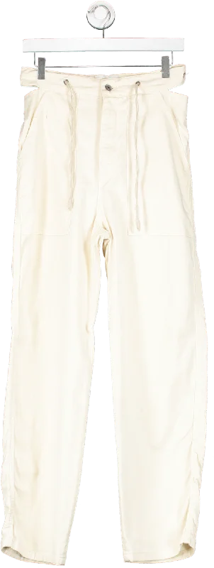 Retro straight jeans with wide belt loops -Nanushka Cream Cut Out Jeans UK M