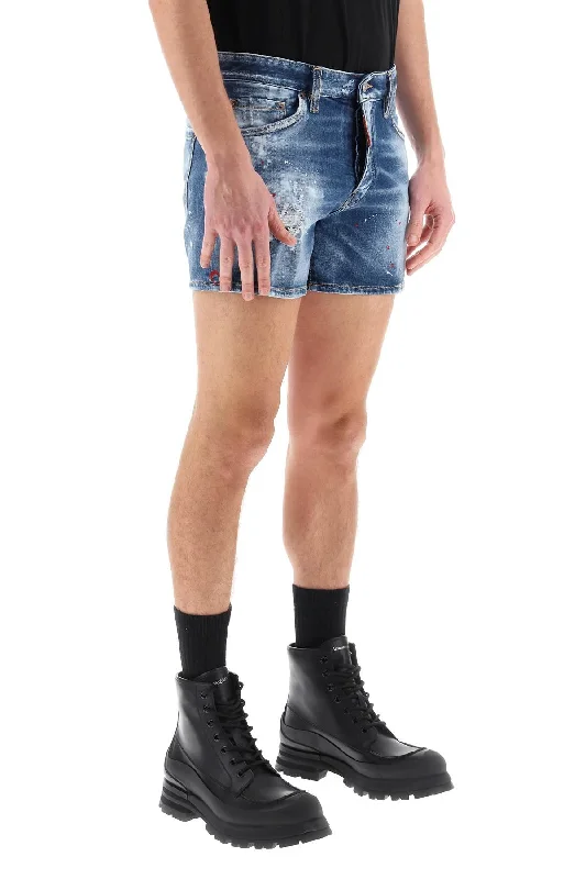 Classic khaki shorts for men with a versatile design for casual or semi-formal wear-sexy 70's shorts in worn out booty denim