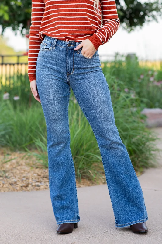 Comfort-fit straight jeans for relaxed posture ease -Judy Blue Country Roots Flare Jeans