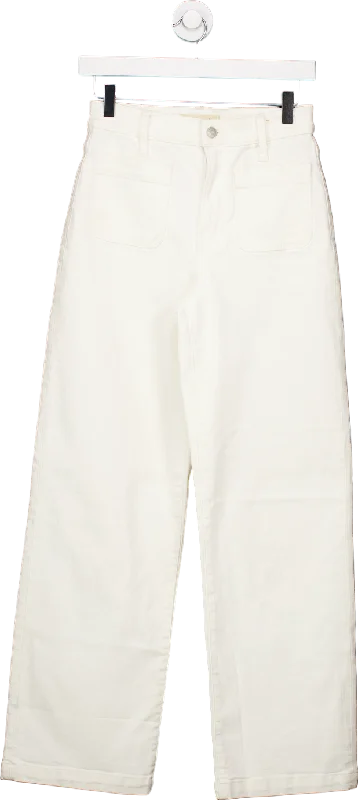 High-waisted faded straight jeans for chic lift -Madewell White The Perfect Vintage Wide-Leg Jean UK 25