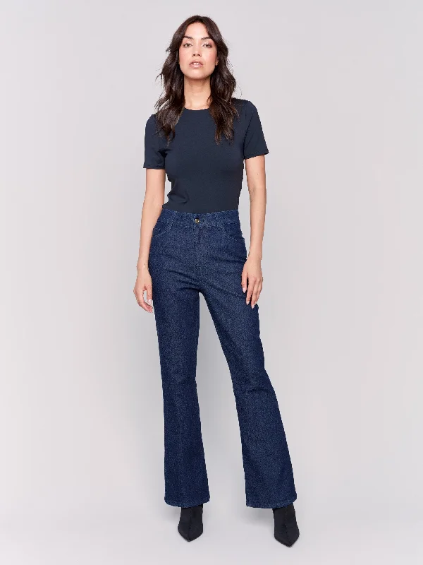 Elegant satin pants for formal dinner attire -Bootcut Jeans - Raw