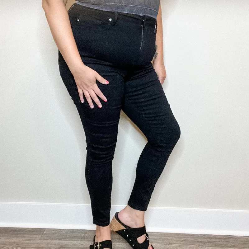 Premium dark straight jeans for evening elegance -Judy Blue "Sweet Nothings" Tummy Control Black Skinny Jeans