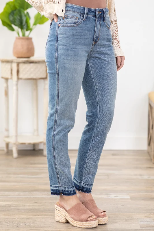 Slim straight jeans for balanced modern fit -Judy Blue Rigid Magic Release Hem Jeans