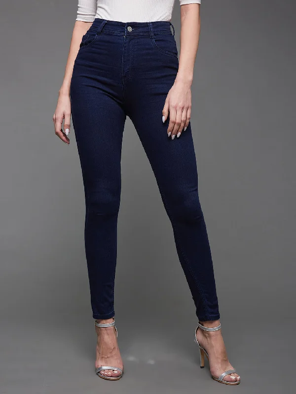 Birthday Jeans for Celebration -CHASEstretch™ Women's Navy Blue Skinny Fit High Rise Denim Jeans