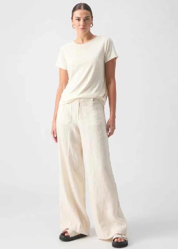 Trendy high-waisted straight jeans for women’s wear -Sanctuary The Linen Marine Wide Leg-Birch ***FINAL SALE***