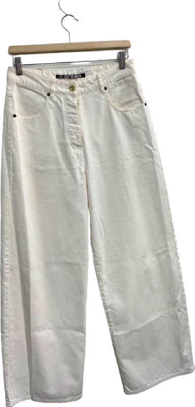 Durable straight jeans for long-lasting daily use -Jacquemus White Le Coup De Soleil Wide Leg Jeans W26