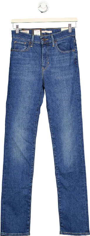 Rugged straight jeans for tough outdoor wear -Levi's Blue 724 High Rise Slim Straight Jeans Size W26