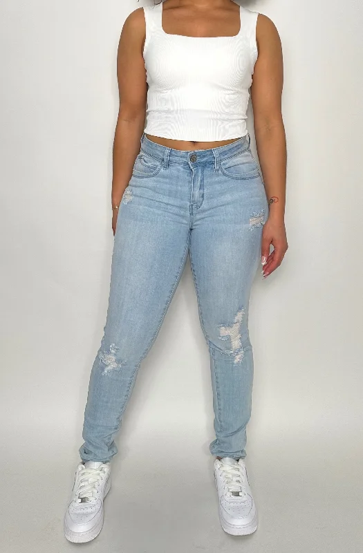 Gym Jeans for Workout -Snatched Mid-Rise Skinny Jeans