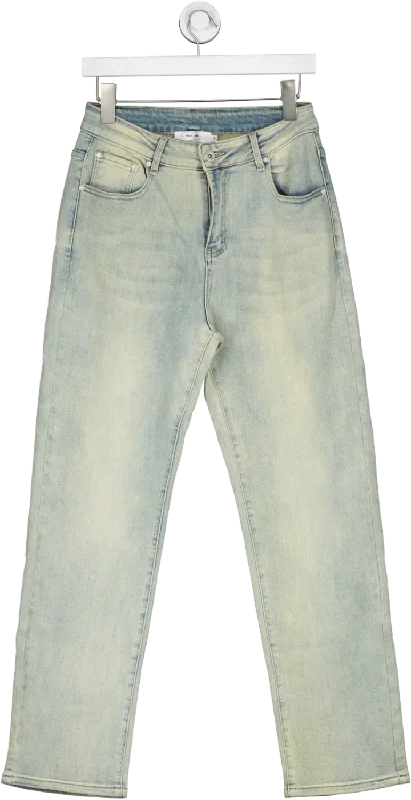 Premium stretch straight jeans for luxury feel -kreate Blue Mid Wash Jean UK M