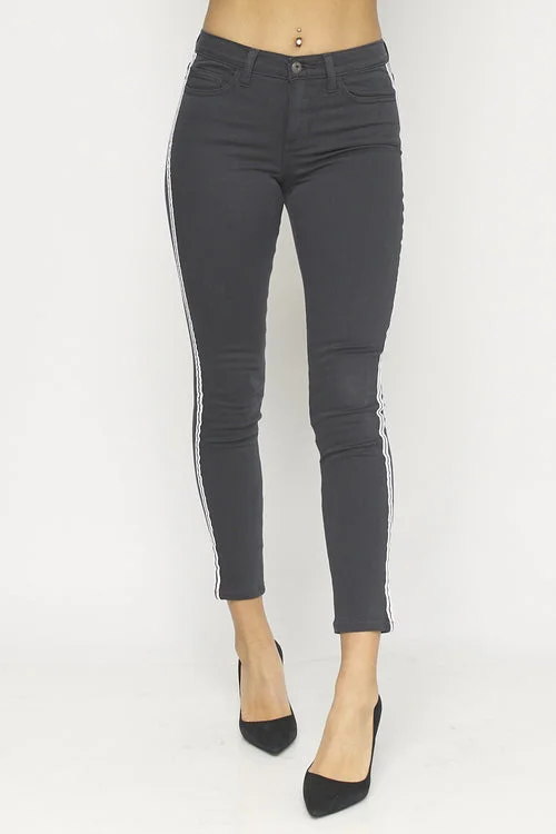 Classic dark straight jeans for timeless appeal -Mid Rise Skinny Pants (SP-P100040V)