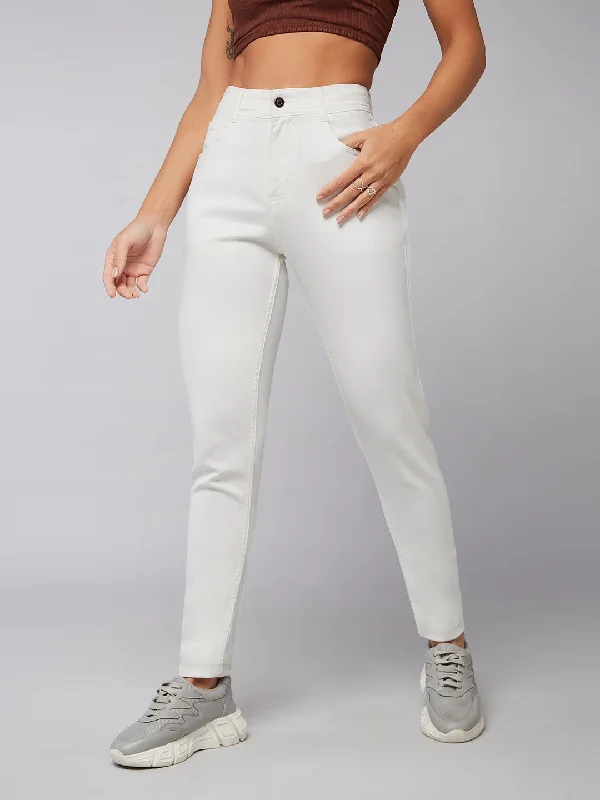 Four Pocket Jeans for Simplicity -CHASEstretch™ Women's White Skinny Mid Rise Denim Jeans