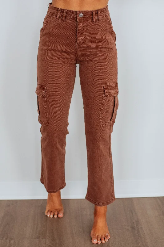 Pleated trousers pants for sophisticated gentleman charm -Hadley Risen Cargo Jeans - Espresso