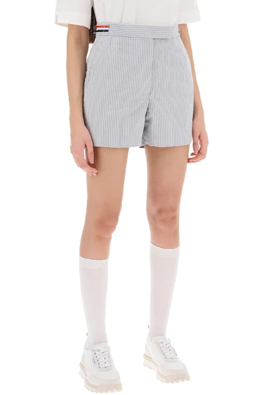 High-waisted shorts for women with flattering cuts and trendy designs-seersucker tailoring shorts