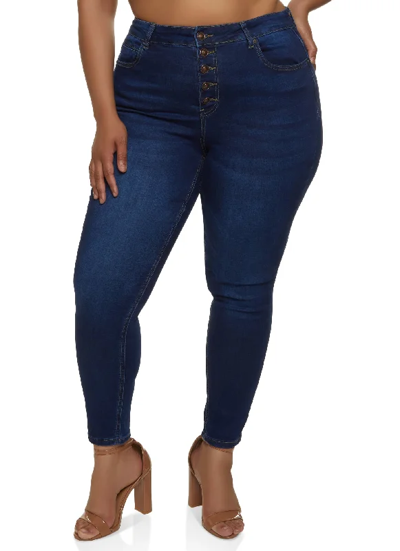 Low Waisted Jeans for Casual -Plus Size WAX 5 Button Jeans