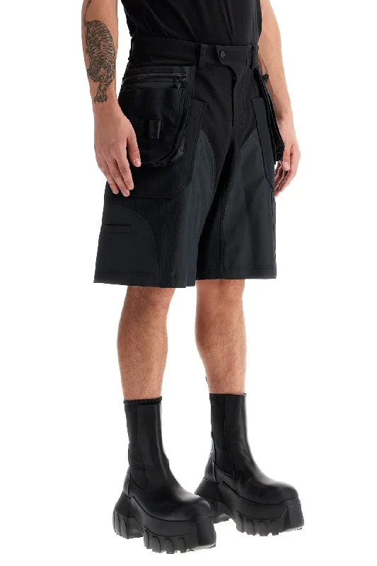 Best running shorts for men with reflective accents for nighttime safety-"bi-material cargo bermuda shorts