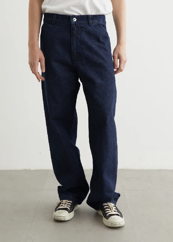 Classic straight-leg pants for versatile daily wear -5 Pocket Denim Indigo Jeans